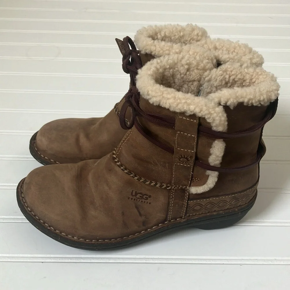 UGG Brown Shearling-Lined Winter Boots